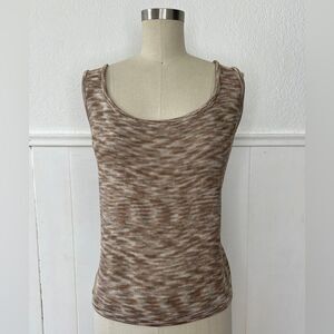 St. John tan beige neutral knit top L